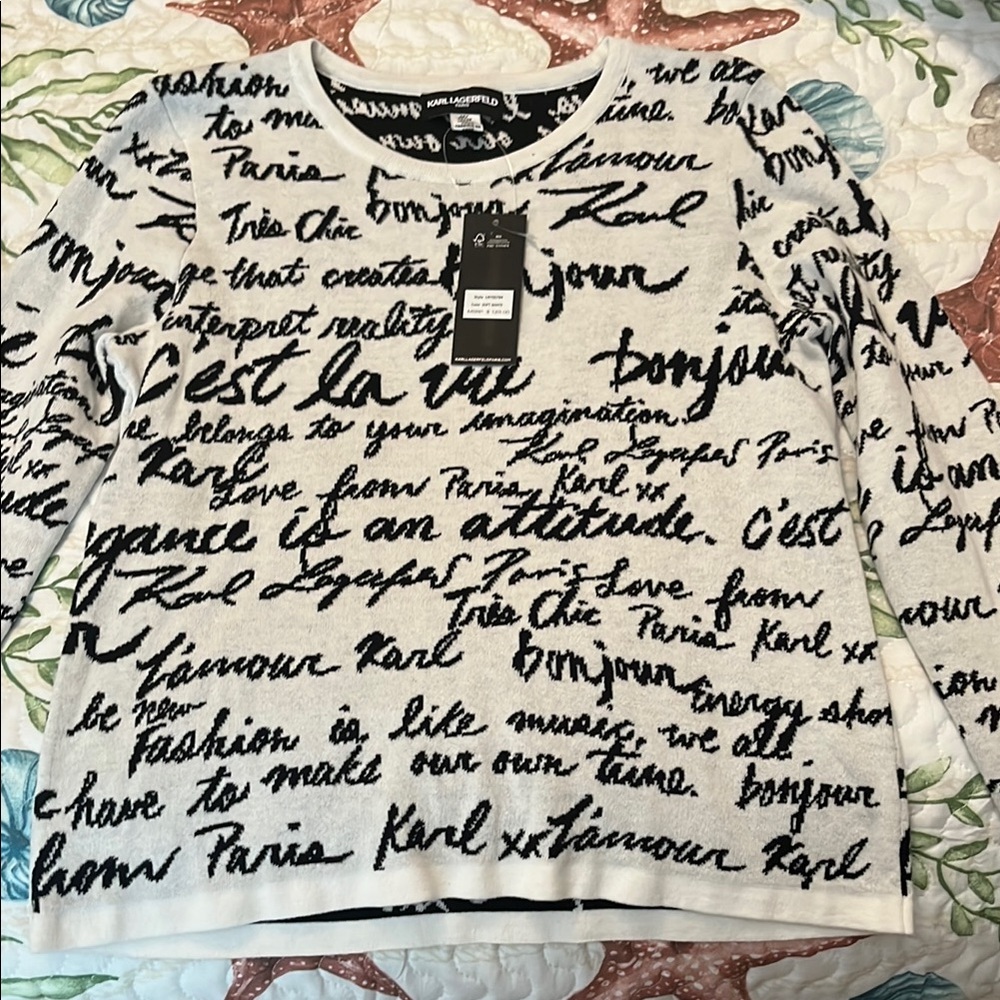 Karl Lagerfeld Paris Script Print Sweater
